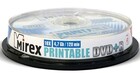 Диск DVD+R Mirex 4.7Gb 16x Cake Box Printable (10шт) (204596)