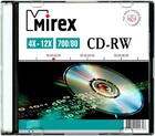 Диск CD-RW Mirex 700Mb 12x Slim Case (1шт) (202318)