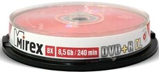 Диск DVD+R Mirex 8.5Gb DL 8x Cake Box (10шт) (204213)