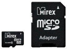 Карта памяти 8Gb MicroSD Mirex Class 10 + SD адаптер (13613-AD10SD08)
