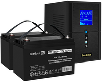 ExeGate SineTower SZ-1000.LCD.AVR.2SH.1C13.USB + 2x DT 12100 (100Ач)
