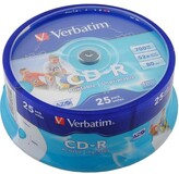 Диск CD-R Verbatim 700Mb 52x DataLife+ Cake Box Printable (25шт) (43439)