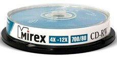 Диск CD-RW Mirex 700Mb 12x Cake Box (10шт) (203384)