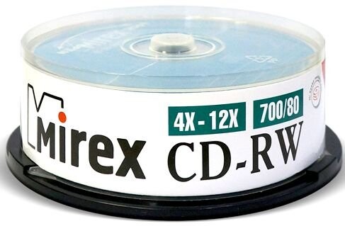 Диск CD-RW Mirex 700Mb 12x Cake Box (25шт) (202349)