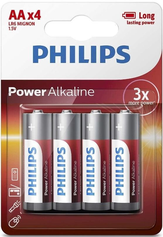 Батарейка Philips Power Alkaline (1.5V, AA, 4 шт)
