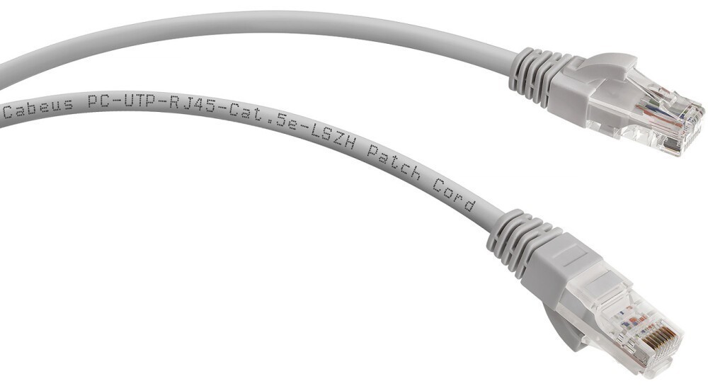 Cabeus PC-UTP-RJ45-Cat.5e-1m-WH-LSZH, 1м