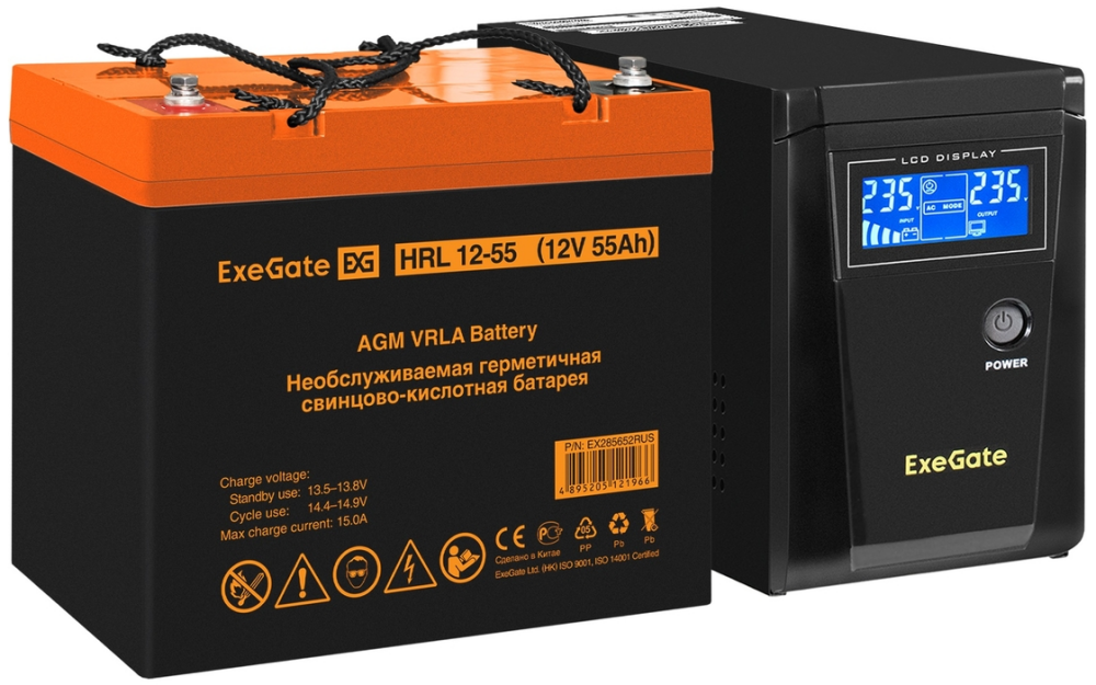 ExeGate SineTower SZ-600.LCD.AVR.1SH + HRL 12-55 (55Ач)