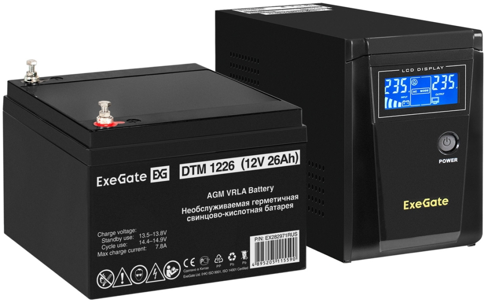 ExeGate SineTower SZ-600.LCD.AVR.1SH + DT 1226 (26Ач)