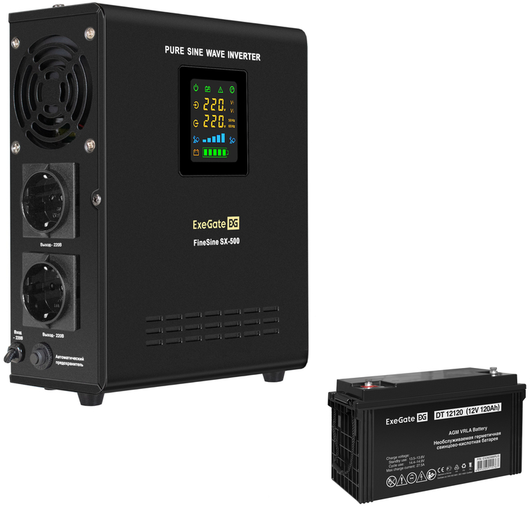 ExeGate FineSine SX-500.LCD.AVR.2SH + DT 12120 (120Ач)