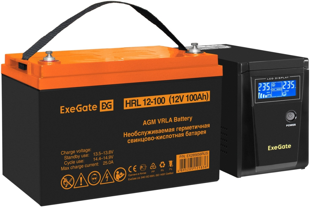 ExeGate SineTower SZ-600.LCD.AVR.1SH + HRL 12-100 (100Ач)