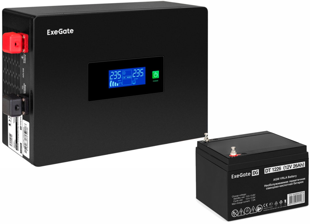 ExeGate IdealSine SR-600.LCD.2SH + DT 1226 (26Ач)