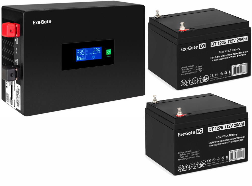 ExeGate IdealSine SR-1500.LCD.2SH + 2x DT 1226 (26Ач)