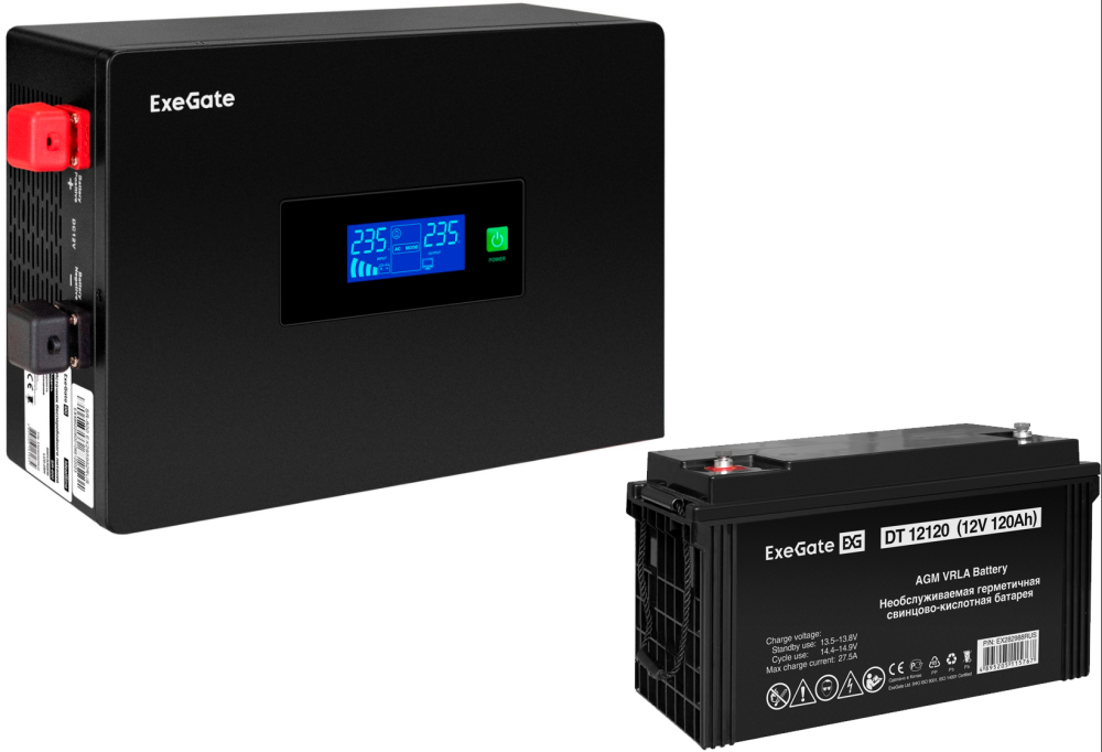 ExeGate IdealSine SR-1000.LCD.2SH + DT 12120 (120Ач)