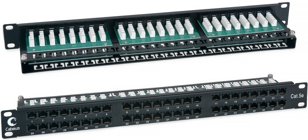Патч-панель Cabeus PLHD-48-Cat.5e-Dual