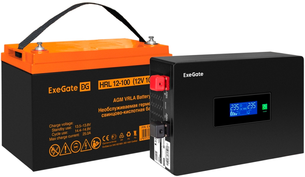 ExeGate IdealSine SR-600.LCD.2SH + HRL 12-100 (100Ач)