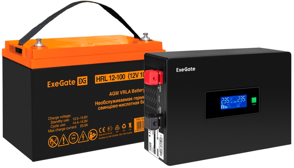 ExeGate IdealSine SR-1000.LCD.2SH + HRL 12-100 (100Ач)