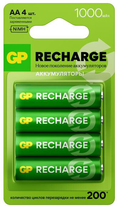 GP Recharge (AA, 1000mAh, 4 шт.) (100AAHCV-2CRSBC4)