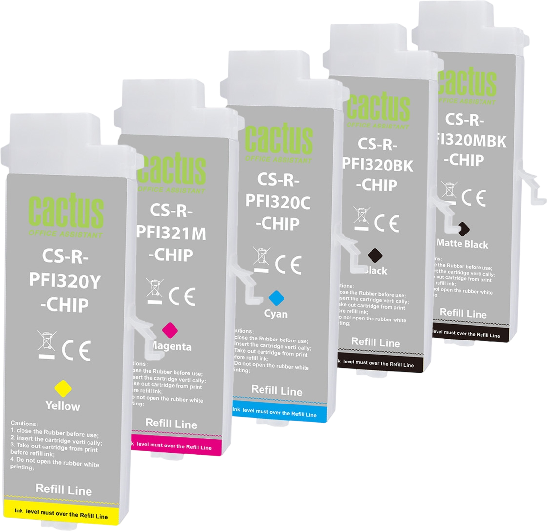 Cactus CS-R-PFI321SET-CHIP Black/Cyan/Magenta/Yellow/Matte Black