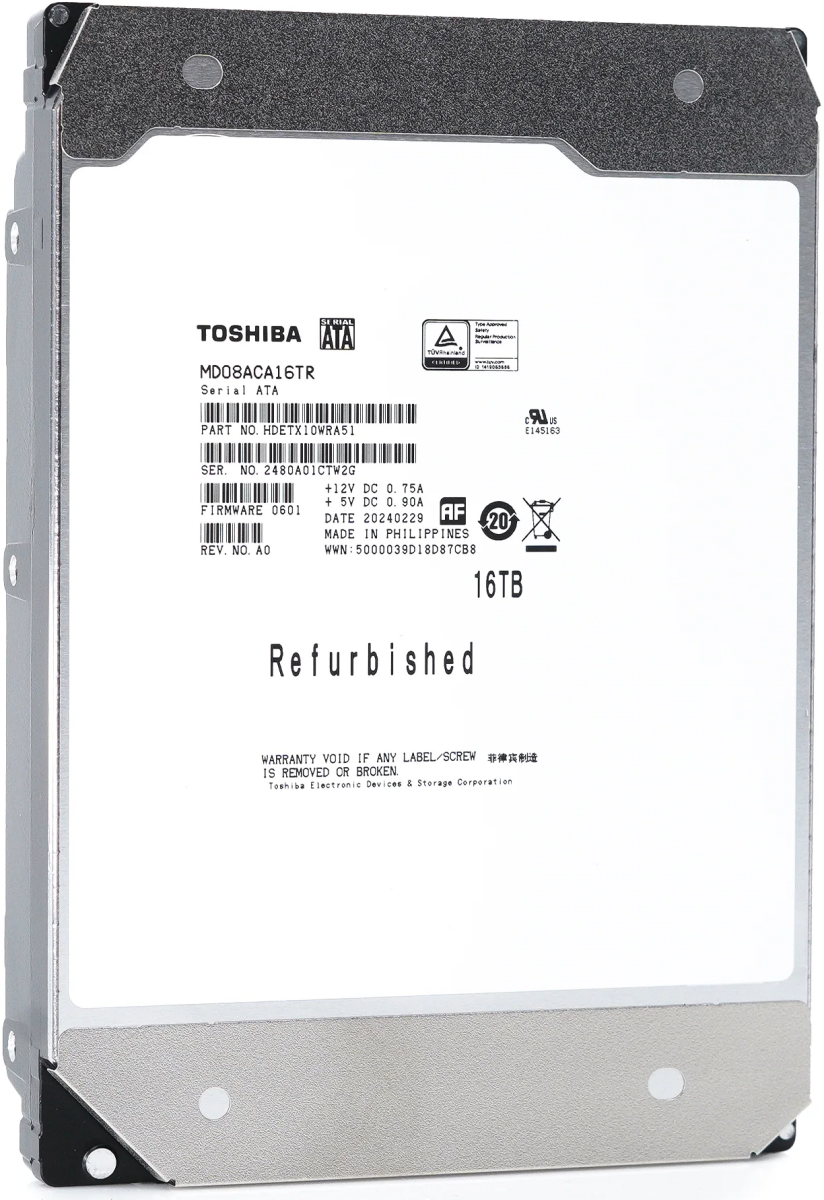 16TB SATA-III Toshiba MD08 (MD08ACA16TR) Factory Recertified
